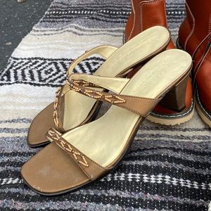Square toe beaded sandals